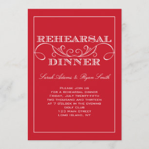 Invitación a la cena de ensayo moderno de Red Swir