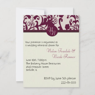 Invitación a la cena de ensayo monograma de Boda