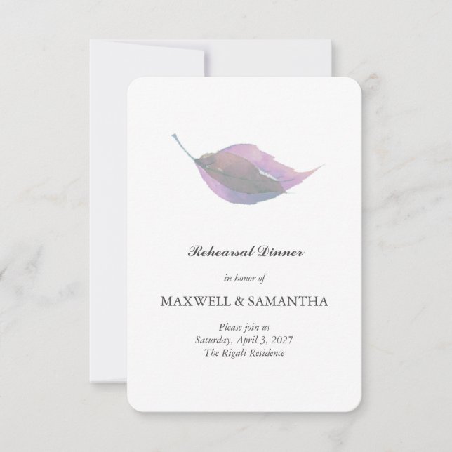 Invitación a la cena de ensayo morada  (Anverso)
