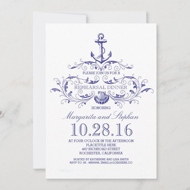 invitación a la cena de ensayo náutico del ancla v (Anverso)
