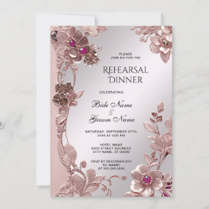 Invitación a la cena de ensayo oral rosa ornato
