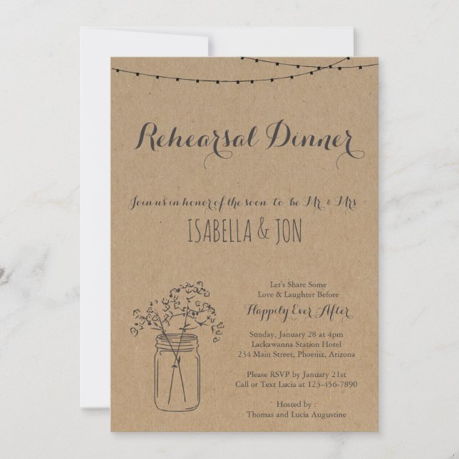 Invitación a la cena de ensayo| Papel Kraft ruso (Anverso)