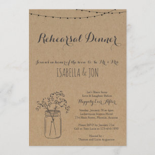 Invitación a la cena de ensayo  Papel Kraft ruso