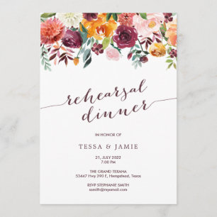 Invitación a la cena de ensayo paprika floral