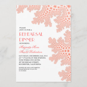 Invitación a la cena de ensayo rosa de coral marin