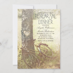 invitación a la cena de ensayo rústico en árbol de