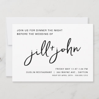 Invitación a la cena de ensayo simple Boda