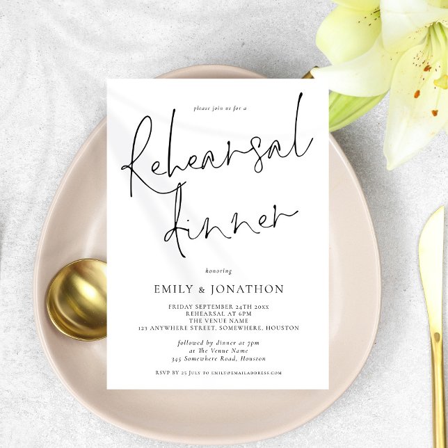 Invitación a la cena de ensayo simple Boda (Subido por el creador)