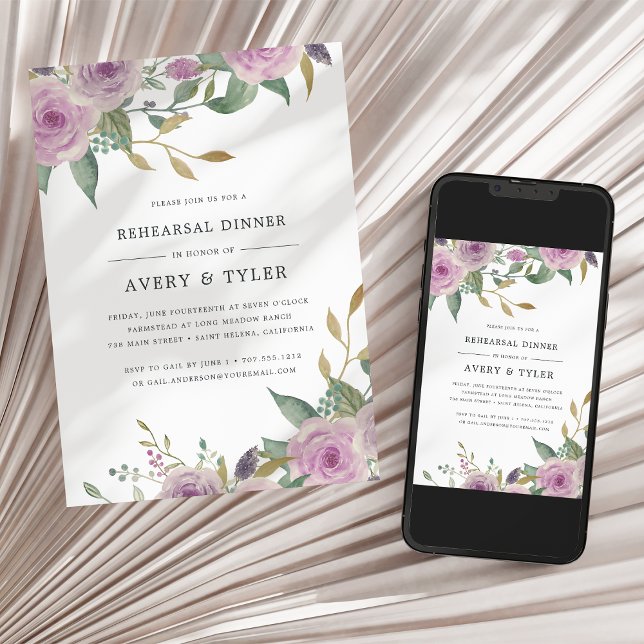 Invitación a la cena de ensayo Violet & Sage (Subido por el creador)