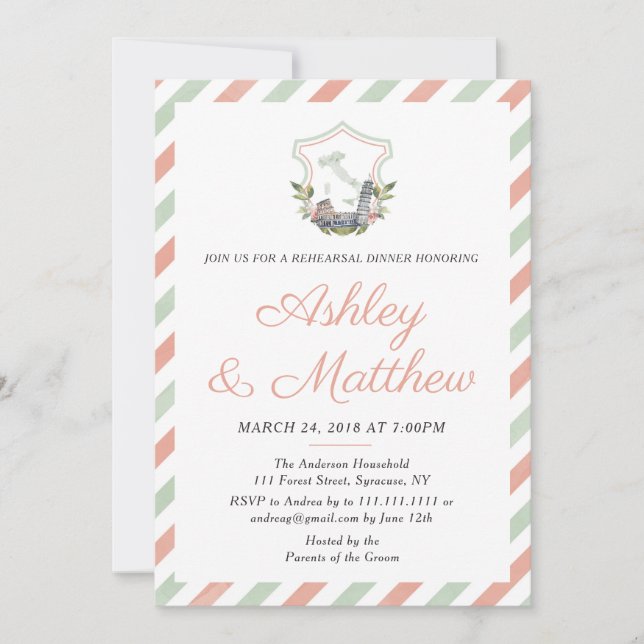 Invitación a la cena de Escudo italiano (Anverso)