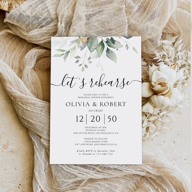 Invitación a la cena de eucalipto Ensayos florales (Subido por el creador)