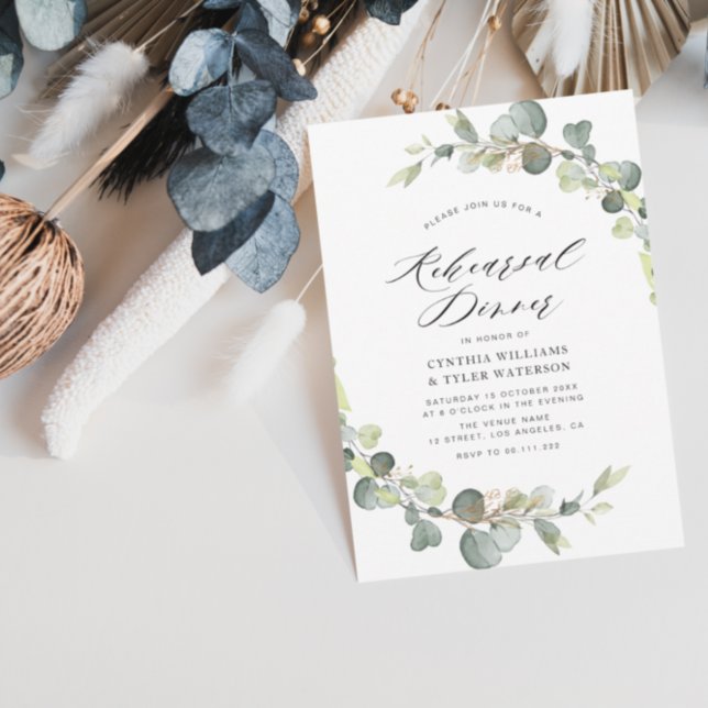 invitación a la cena de eucalipto sage green (Subido por el creador)
