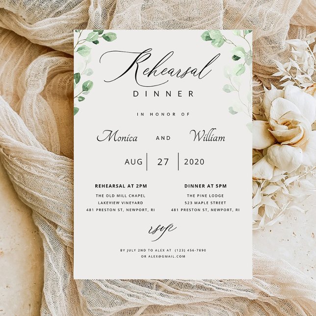 Invitación a la cena de Eucalyptus Greenery (Subido por el creador)