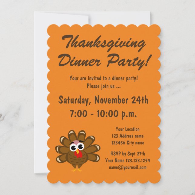 Invitación a la cena de Feliz Día de Acción de Gra (Anverso)