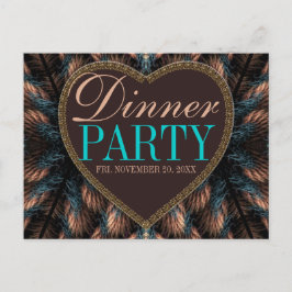 Invitación a la cena de fiesta con plumas fractale