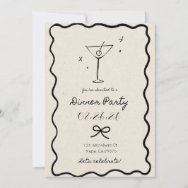 Invitación a la Cena de Fiesta de Crema Elegante