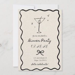 Invitación a la Cena de Fiesta de Crema Elegante