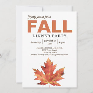 Invitación a la cena de fiesta de hojas de otoño