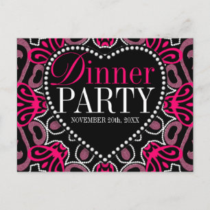 Invitación a la cena de fiesta moderna tribal rosa