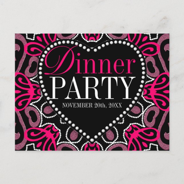 Invitación a la cena de fiesta moderna tribal rosa (Anverso)