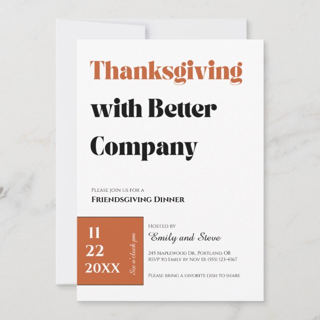 Invitación a la cena de Friendsgiving (Anverso)