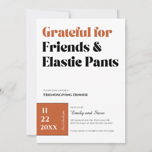 Invitación a la cena de Friendsgiving (Anverso)
