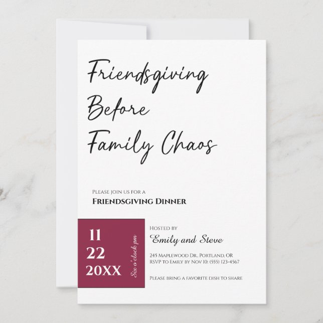 Invitación a la cena de Friendsgiving (Anverso)