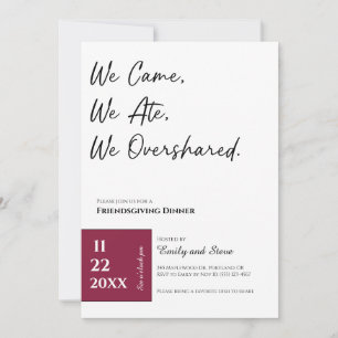 Invitación a la cena de Friendsgiving