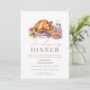 Invitación a la Cena de Friendsgiving Aquarela Pav