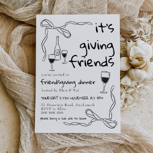 Invitación a la cena de Friendsgiving caprichosa