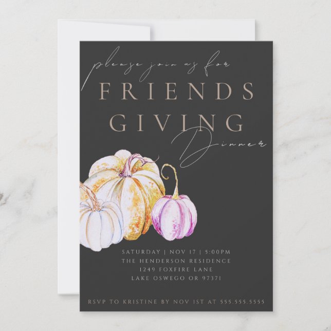 Invitación a la cena de Friendsgiving con amigos d (Anverso)