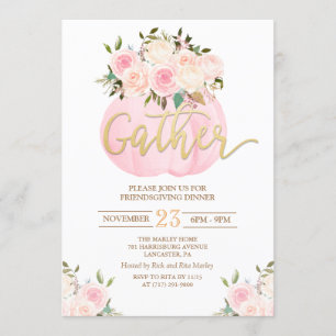 Invitación a la cena de Friendsgiving con calabaza
