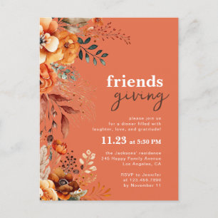 Invitación a la cena de Friendsgiving con flores o