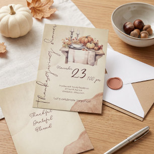 Invitación a la cena de Friendsgiving de calabaza