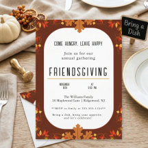 Invitación a la cena de Friendsgiving de otoño vin