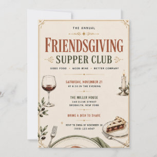 Invitación a la cena de Friendsgiving en el club d