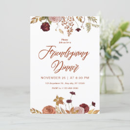 Invitación a la cena de Friendsgiving floral estét