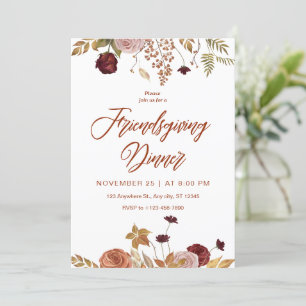 Invitación a la cena de Friendsgiving floral estét