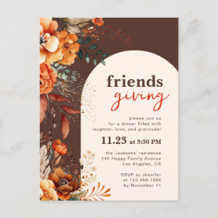 invitación a la cena de Friendsgiving floral otoña