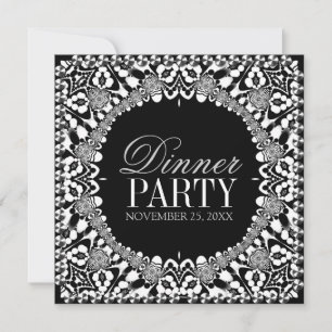 Invitación a la cena de fusión tribal en blanco y 