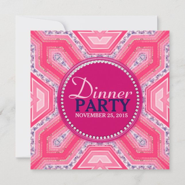 Invitación a la cena de Geometric Tech Rosa Lila (Anverso)