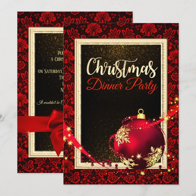 Invitación a la cena de glamorosos Navidades de Da (Anverso / Reverso)