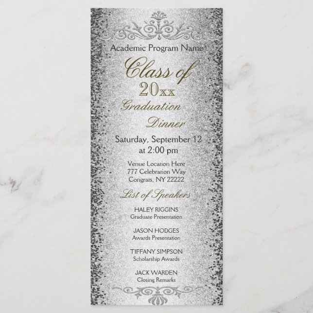 Invitación a la cena de graduación Plata (Anverso)