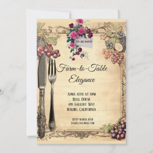 Invitación a la cena de granja a mesa