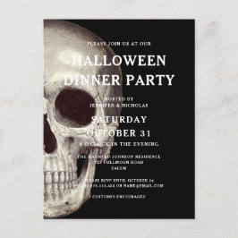 Invitación a la cena de Halloween con el cráneo de