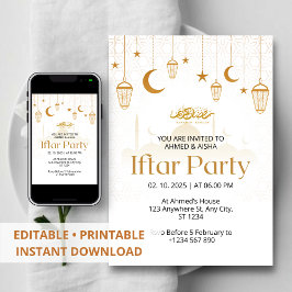 Invitación a la cena de Iftar a ramadan lentern y 