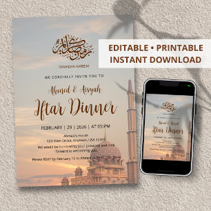 Invitación a la cena de Iftar al atardecer en la e