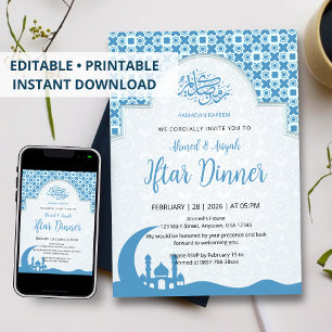 Invitación a la cena de Iftar con patrón islámico 