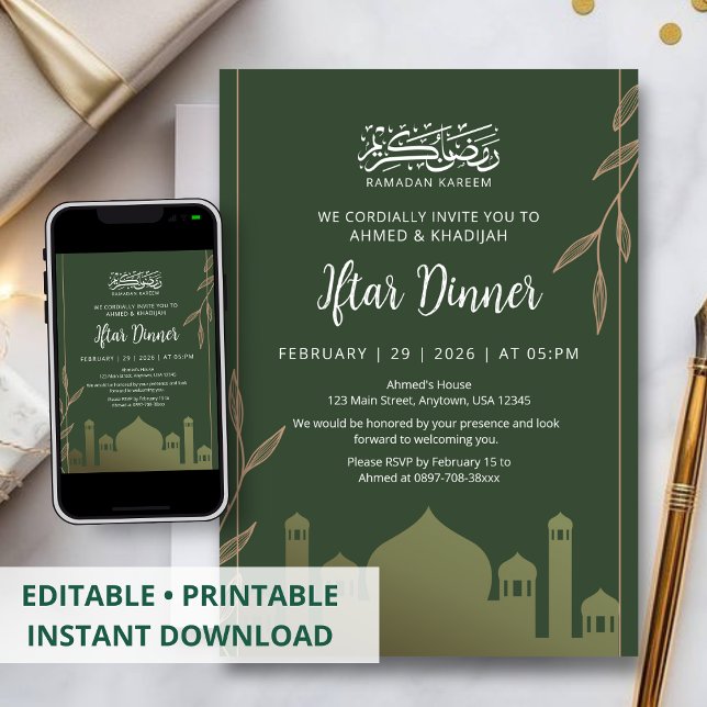 Invitación a la cena de Iftar con silueta de Mezqu (Subido por el creador)