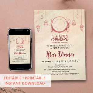 Invitación a la cena de Iftar de Ramadan al estilo